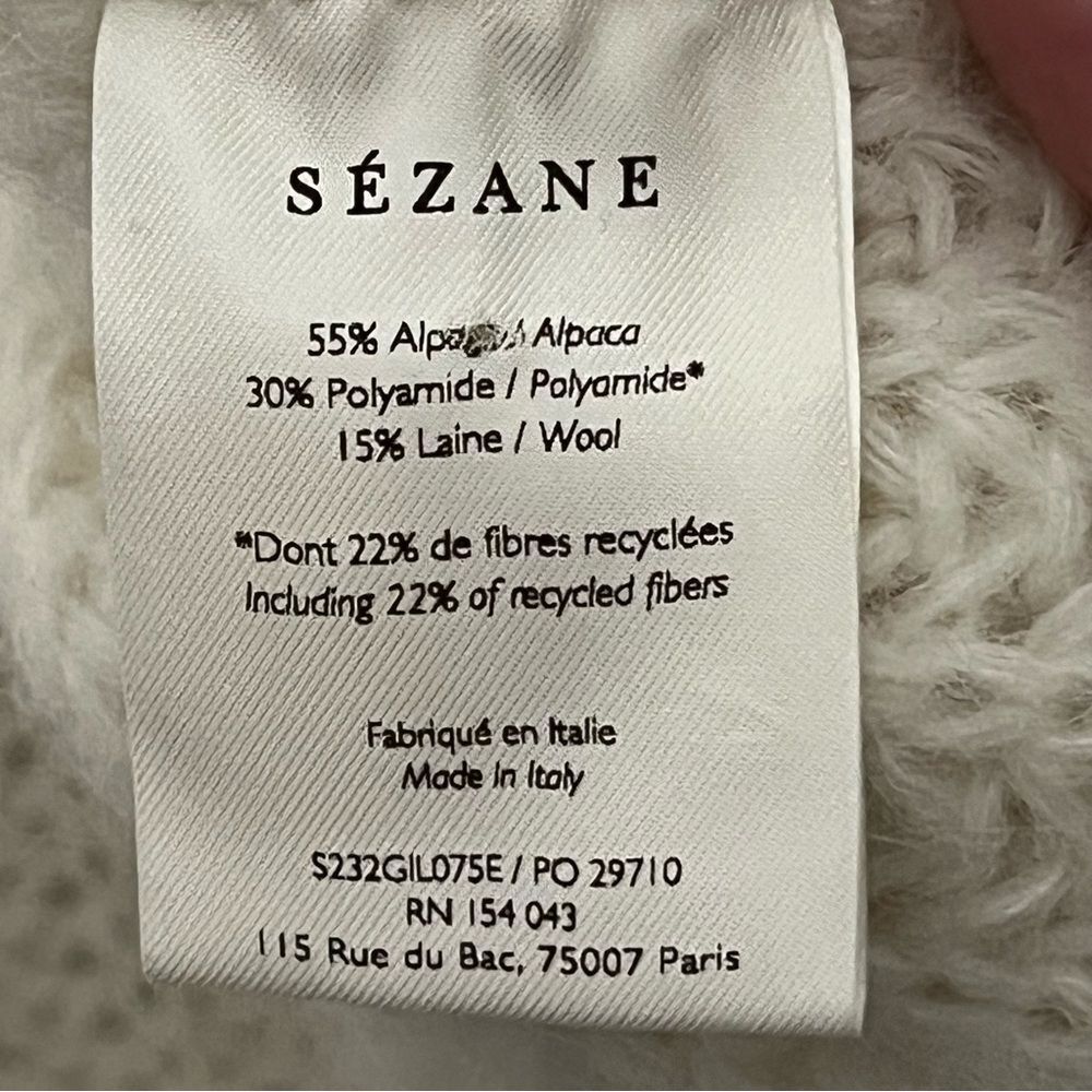 Sezane Emile Cardigan Women's XS Ecru Alpaca Knit Button Front Cozy Classic Chic - Picture 6 of 7